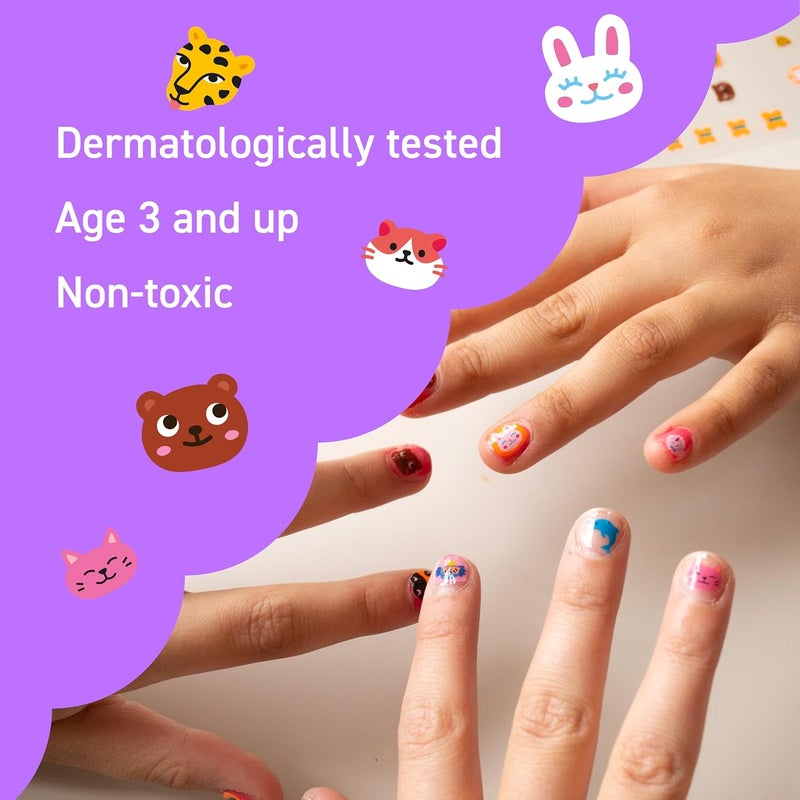omY Friends & Animals Nail Stickers for Kids - 200 Stickers, Waterproof, Durable, Fun, Creative Designs | Strong Enough to Last Through Hand Washing - Easy to Apply, Safe, Non-Toxic | Age 3 and Up - Image 5